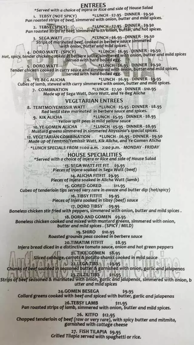Abyssinia Authentic Ethiopian Cuisine Restaurant & Bar